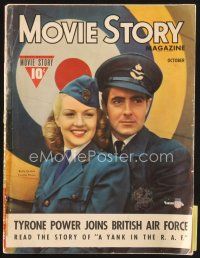 5b154 MOVIE STORY magazine October 1941 Tyrone Power & Betty Grable in A Yank in the R.A.F.!