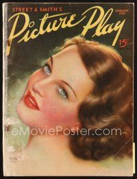 5b116 PICTURE PLAY magazine February 1936 artwork of beautiful Rochelle Hudson by Tatiana Fall!
