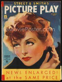 5b112 PICTURE PLAY magazine October 1935 great artwork of Katharine Hepburn by Meredith Law!