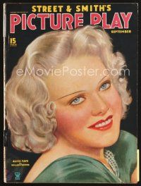 5b111 PICTURE PLAY magazine September 1935 great artwork of Alice Faye by Millard Hopper!