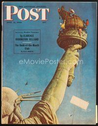 5b160 SATURDAY EVENING POST magazine July 6, 1946 Norman Rockwell art of men cleaning Lady Liberty
