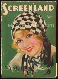 5b107 SCREENLAND magazine January 1929 great artwork of pretty Anita Page by Georgia Warren!