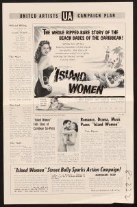 5b376 ISLAND WOMEN pressbook '58 voodoo, vice & violence, sexy tropical wild-wanton Marie Windsor!