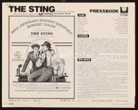 5b415 STING pressbook '74 best artwork of con men Paul Newman & Robert Redford by Richard Amsel!