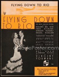 5b252 FLYING DOWN TO RIO sheet music '33 Ginger Rogers & Fred Astaire, the title song!