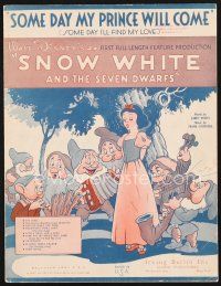 5b270 SNOW WHITE & THE SEVEN DWARFS sheet music '37 Disney classic, Some Day My Prince Will Come!