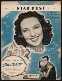 5b271 STAR DUST sheet music '40 c/u pretty 17 year-old actress Linda Darnell, the title song!