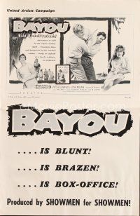 5b335 BAYOU pressbook '57 Louisiana Cajun sex, Peter Graves, Lita Milan, bold, brutal, barbaric!