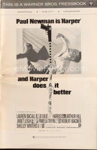 5b366 HARPER pressbook '66 Paul Newman, sexy Pamela Tiffin, never before seen six-sheet image!