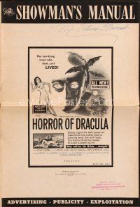 5b368 HORROR OF DRACULA pressbook '58 Hammer, cool artwork of vampire monster & sexy girl!