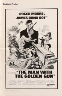 5b389 MAN WITH THE GOLDEN GUN pressbook '74 art of Roger Moore as James Bond by Robert McGinnis!