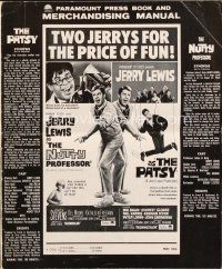 5b406 PATSY/NUTTY PROFESSOR pressbook '64 Jerry Lewis double-bill, 2 Jerrys for the price of fun!