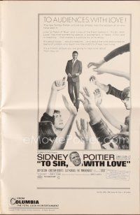 5b420 TO SIR, WITH LOVE pressbook '67 Sidney Poitier, Lulu, directed by James Clavell!