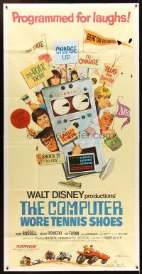 5c569 COMPUTER WORE TENNIS SHOES 3sh '69 Walt Disney, art of young Kurt Russell & wacky machine!