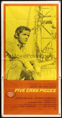 5c577 FIVE EASY PIECES int'l 3sh '70 great close up of Jack Nicholson, directed by Bob Rafelson!