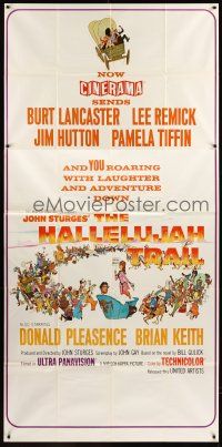 5c602 HALLELUJAH TRAIL Cinerama 3sh '65 John Sturges, great different artwork of entire cast!