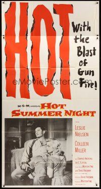 5c608 HOT SUMMER NIGHT 3sh '56 Leslie Nielsen & Colleen Miller in a drama of a Gangland hide-out!