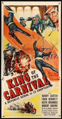 5c628 KING OF THE CARNIVAL 3sh '55 Republic serial, great circus trapeze artwork!
