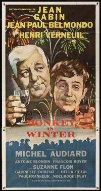 5c658 MONKEY IN WINTER 3sh '63 Henri Verneuil's Un singe en hiver, art of Jean Gabin & Belmondo!