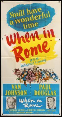 5c713 WHEN IN ROME 3sh '52 great smiling portraits of Van Johnson & Paul Douglas!