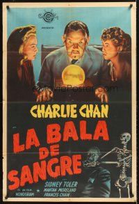 5c384 CHARLIE CHAN IN BLACK MAGIC Argentinean '44 Toler in title role, Mantan Moreland & skeleton!