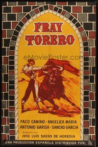 5c417 FRAY TORERO Argentinean '66 cool artwork of Spanish bullfighter in arena with bull!