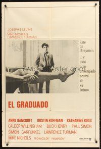 5c421 GRADUATE Argentinean '68 classic image of Dustin Hoffman & Anne Bancroft's sexy leg!
