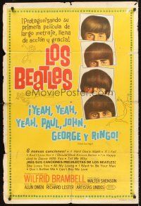 5c426 HARD DAY'S NIGHT Argentinean '64 great image of The Beatles, rock & roll classic!