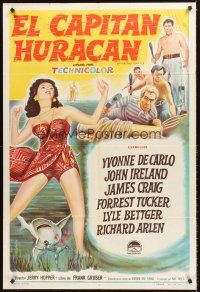 5c430 HURRICANE SMITH Argentinean '52 stone litho art of sexy tropical babe Yvonne De Carlo!