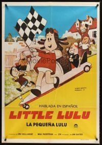 5c451 LITTLE LULU Argentinean '70s great cartoon art of the gang & soap box car!