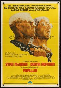 5c478 PAPILLON Argentinean '74 great art of prisoners Steve McQueen & Dustin Hoffman by Tom Jung!