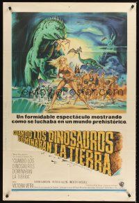 5c541 WHEN DINOSAURS RULED THE EARTH Argentinean '71 artwork of sexy cavewoman Victoria Vetri!