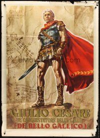 5c242 CAESAR THE CONQUEROR Italian 1p '62 best art of Cameron Mitchell as Julius Caesar by Casaro!