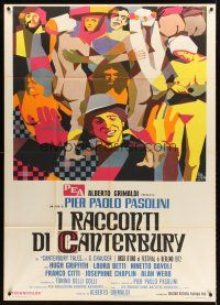 5c243 CANTERBURY TALES Italian 1p '71 Pier Paolo Pasolini, different colorful art by Symeoni!