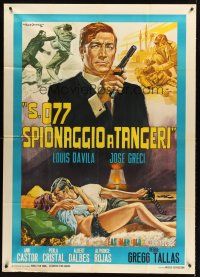 5c258 ESPIONAGE IN TANGIER Italian 1p '65 cool spy artwork by Rodolfo Gasparri!