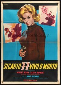 5c284 KILLER 77, ALIVE OR DEAD Italian 1p R70s art of sexy female spy with gun by Giuliano Nistri!