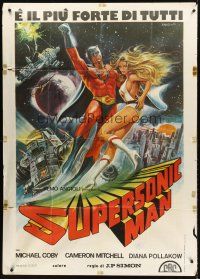 5c337 SUPERSONIC MAN Italian 1p '79 Spanish superhero, cool sexy artwork by Enzo Sciotti!