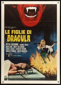5c349 TWINS OF EVIL Italian 1p '72 cool different vampire artwork by Enzo Nistri!