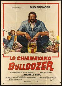 5c073 BULLDOZER Italian 2p '78 art of Bud Spencer sitting over many downed guys!