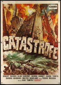 5c076 CATASTROPHE 1999: PROPHECIES OF NOSTRADAMUS Italian 2p '75 best different disaster art!