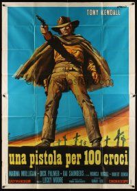 5c088 GUNMAN OF ONE HUNDRED CROSSES Italian 2p '71 cool spaghetti western art by P. Franco!
