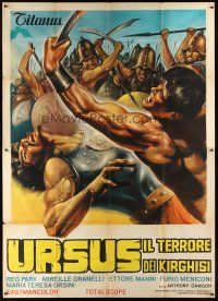 5c092 HERCULES PRISONER OF EVIL Italian 2p '64 Ursus, il Terrore dei Kirghisi, sword & sandal art!