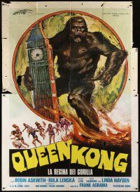 5c106 QUEEN KONG Italian 2p '77 fantastic art of giant ape terrorizing Big Ben in London!