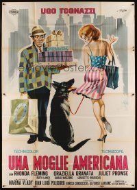 5c109 RUN FOR YOUR WIFE Italian 2p '65 Polidoro's Una moglie americana, wife-shopping, Symeoni art