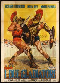 5c122 TWO GLADIATORS Italian 2p '64 Richard Harrison, I due gladiatori, cool sword & sandal art!