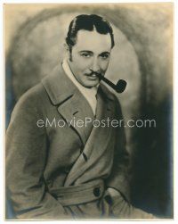 5d006 MONTE BLUE deluxe 10.75x13.75 still '20s great seated smiling portrait smoking pipe!