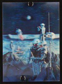 5d403 2001: A SPACE ODYSSEY lenticular Japanese 4x6 postcard '68 Kubrick, art of astronauts on moon!