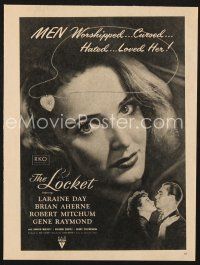 5d213 LOCKET magazine ad '46 great close-up artwork of Laraine Day, Brian Aherne, Robert Mitchum