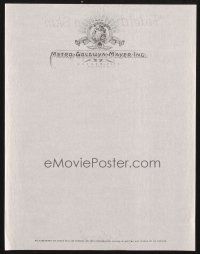 5d156 MGM LETTERHEAD letterhead paper '30s cool Metro-Goldwyn-Mayer stationery w/lion head logo!