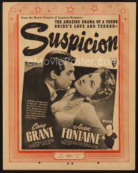5d185 SUSPICION special 11x14 '41 Alfred Hitchcock, Cary Grant, pretty Joan Fontaine!